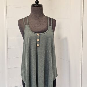 Elegant Double-Strap Green Tank Top